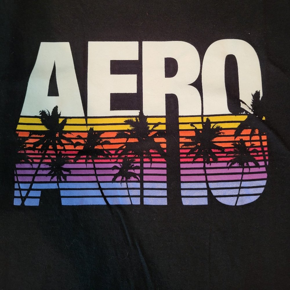 Aeropostale Black Throwback Style T-shirt Black Ringer Women's Size XL